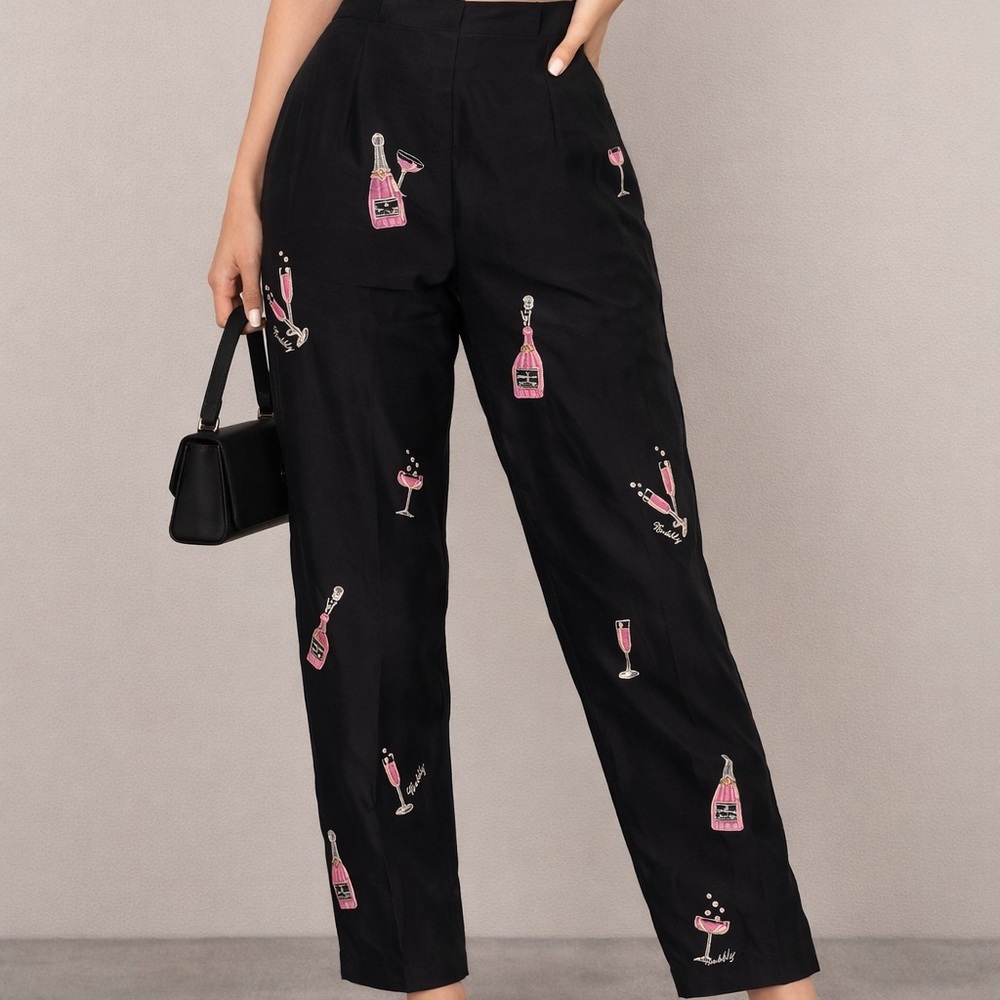 Allison Taylor 100% Silk Novelty Champagne Print Pants Size 12